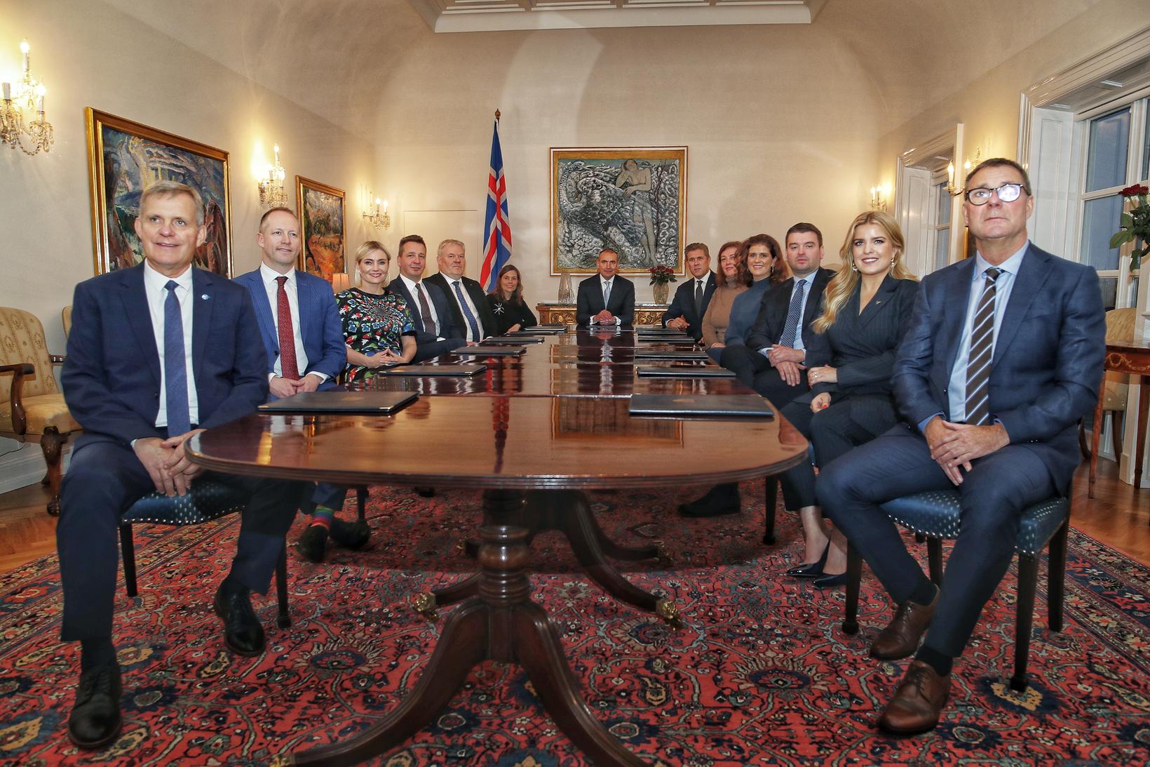 Members of the new government at Bessastaðir, the presidential residence, …