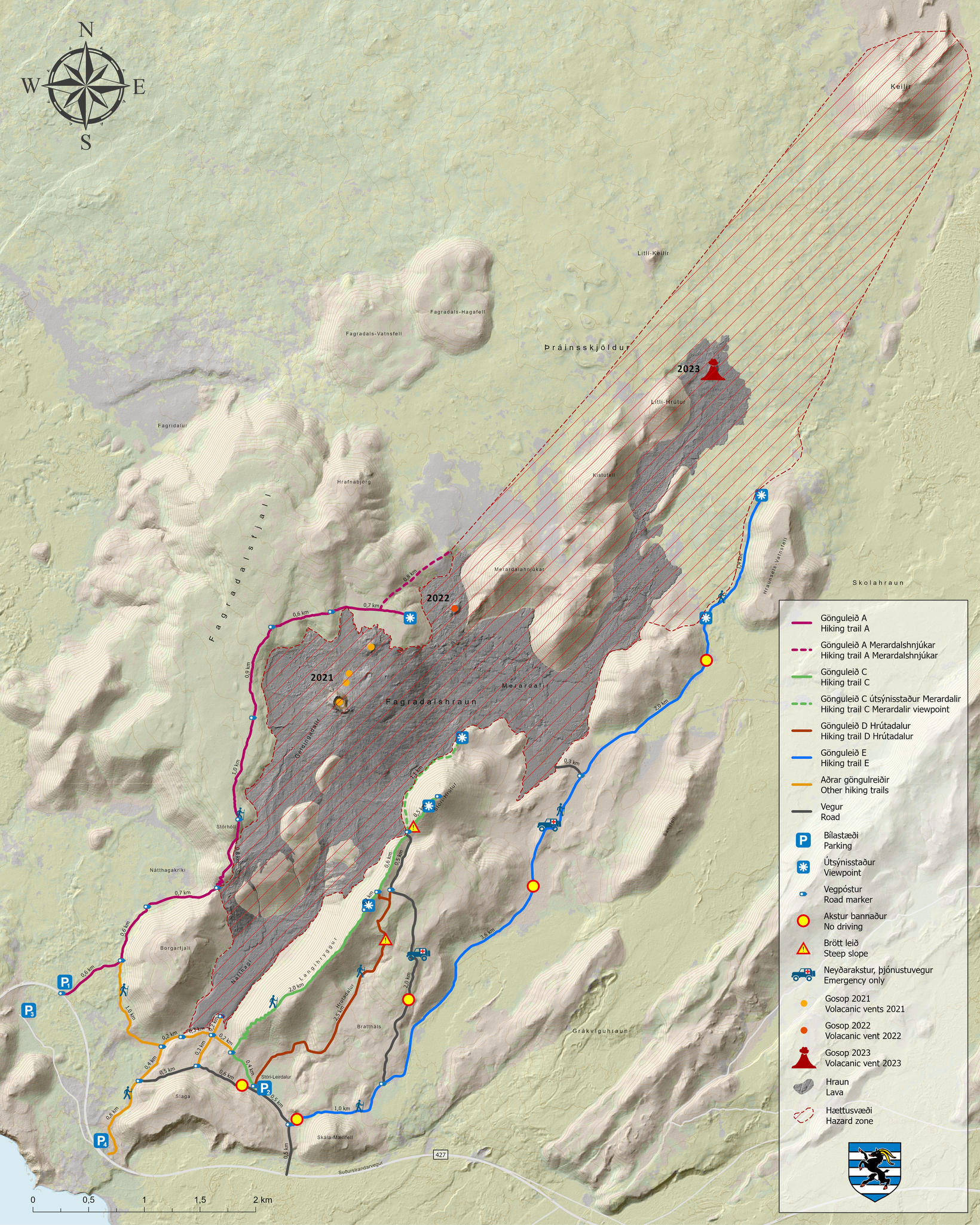 A walking map of the eruption area.