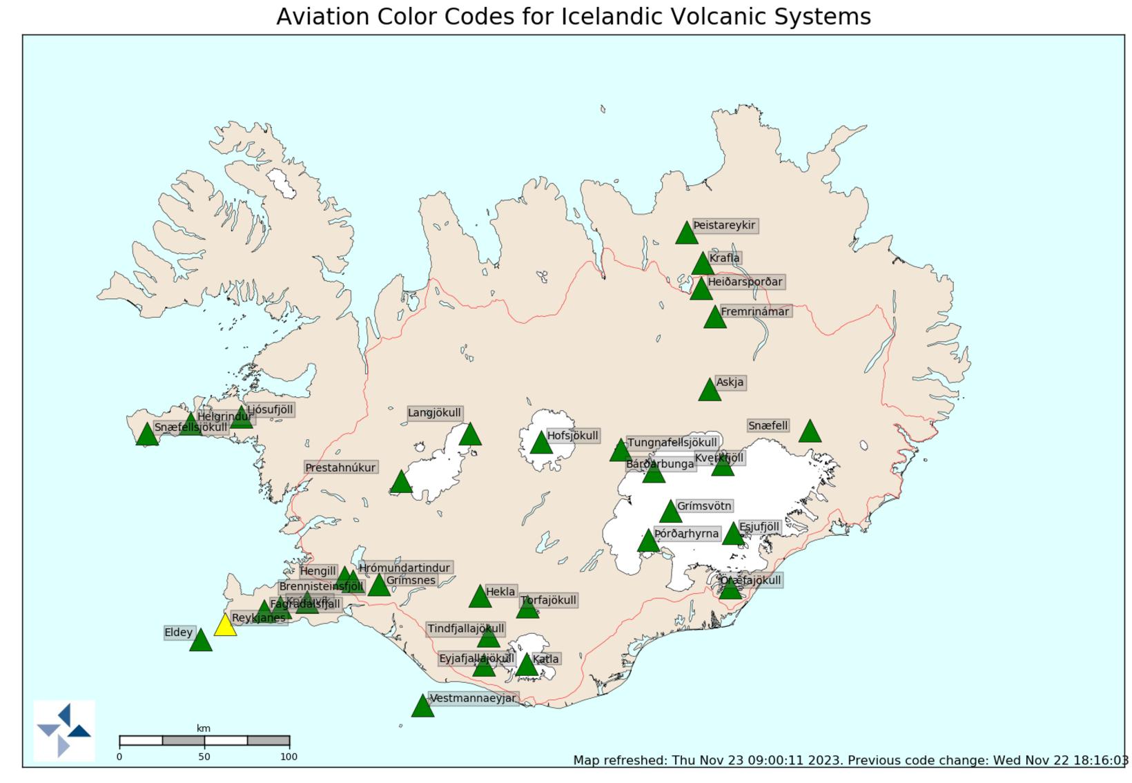 The aviation code is now yellow which means that there …