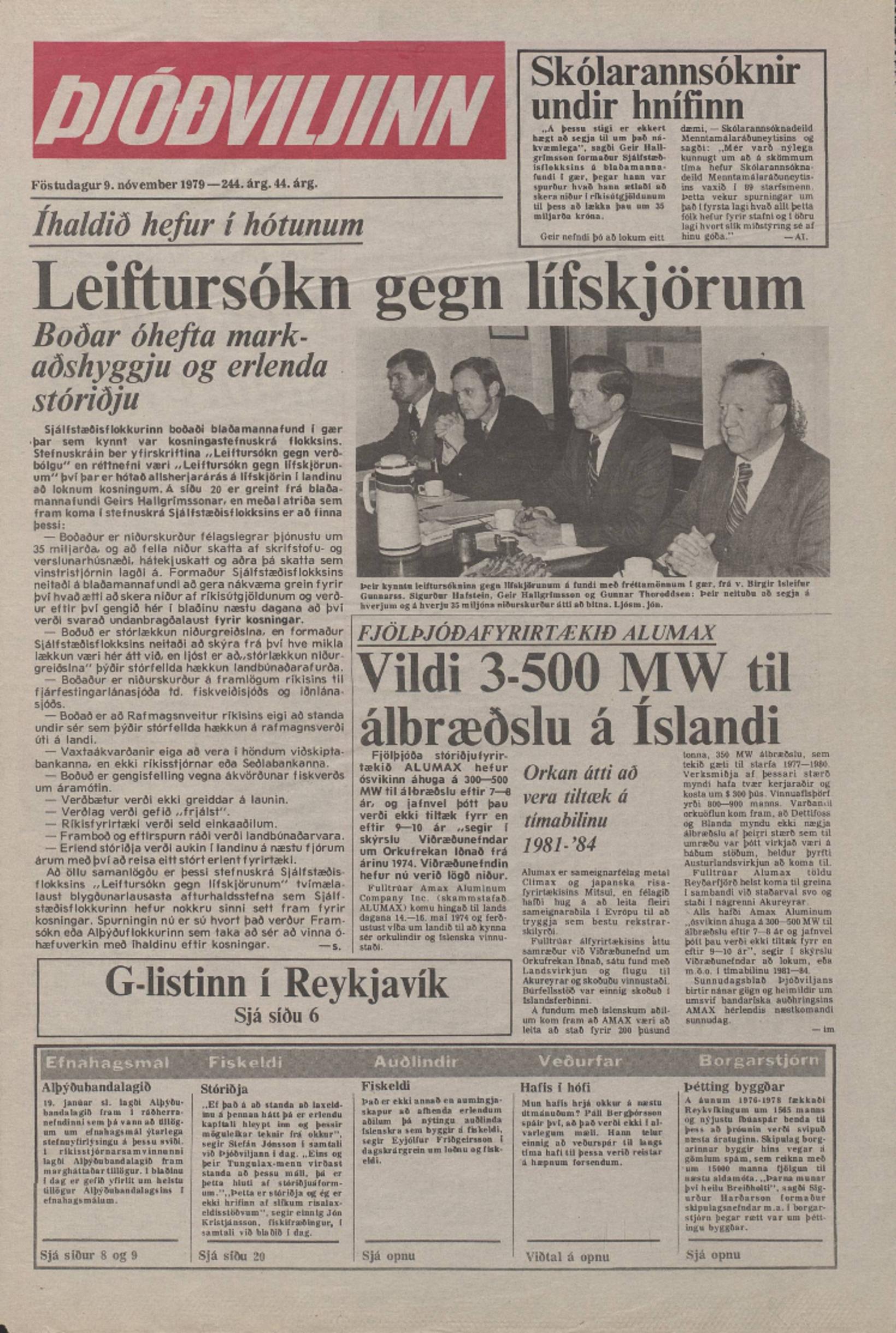 Þjóðviljinn birti slagorðið nokkuð breytt á forsíðu sinni.