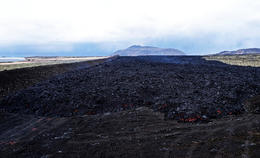 The lava tongue is moving very slowly towards Suðurstrandarvegur road.