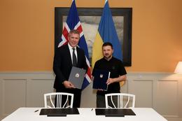 Iceland's Prime Minister, Bjarni Bendiktsson with Volodymyr Zelensky, the President of Ukraine..