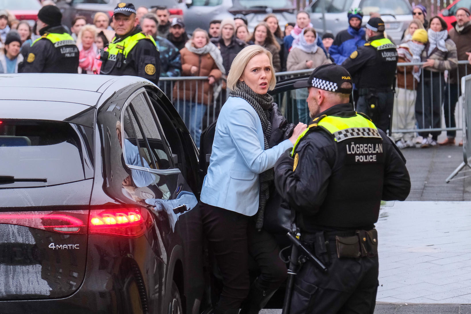 Guðrún ist heute Morgen auf dem Weg zum Ministertreffen.