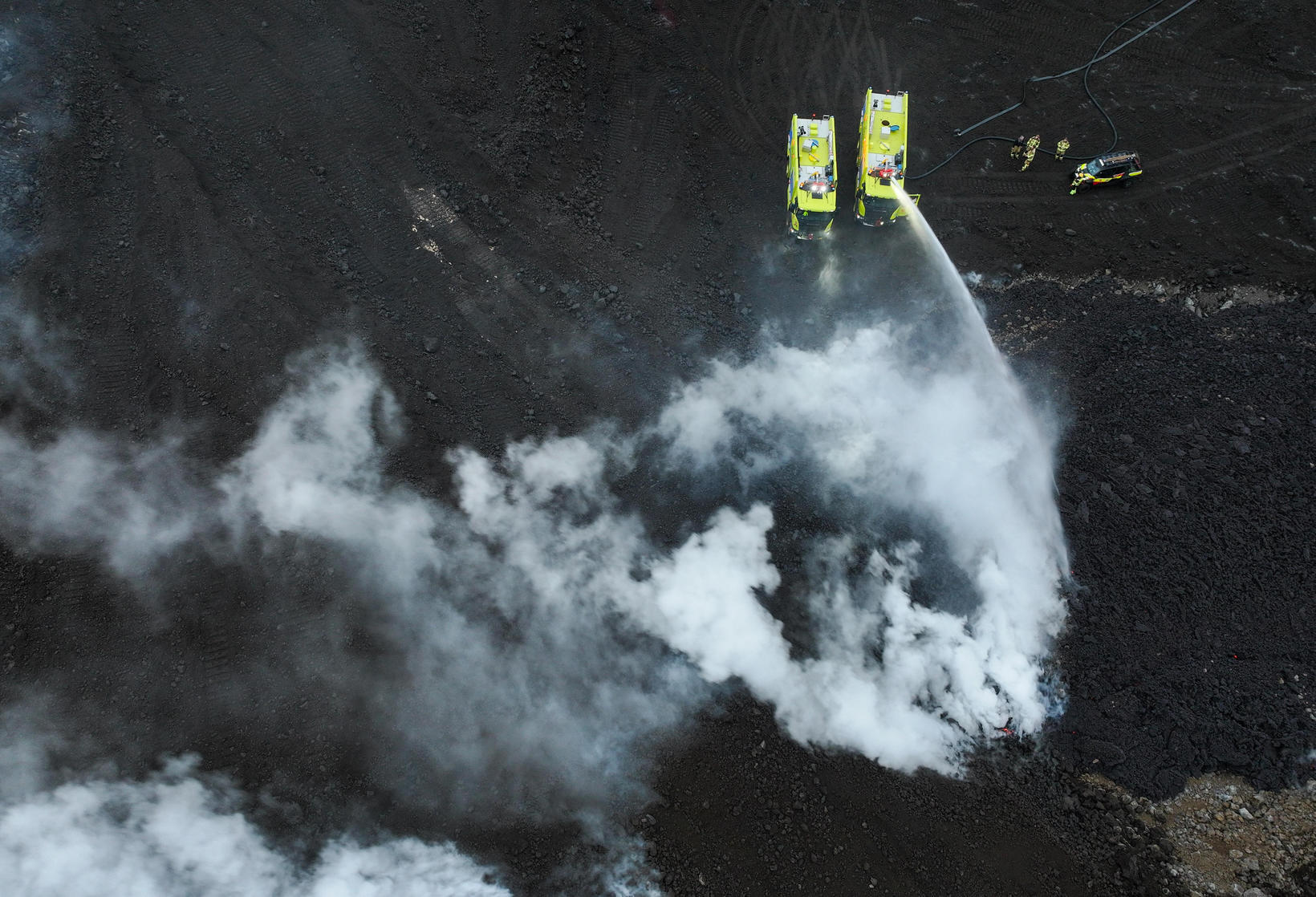 Attempting to cool down the lava yesterday and last night.