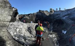 From the rescue operation at Breiðamerkurjökull glacier last Sunday.
