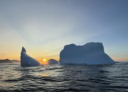 Icebergs in the sunset.