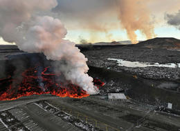 Lava has just entered the Blue Lagoon parking lot.