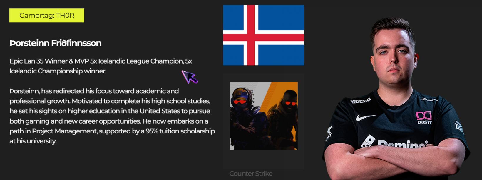 Esportian teflir Þorsteini fram sem góðu dæmi um afreksfólk í …