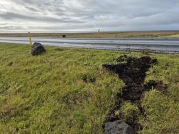 Boulders landed on the road and also crossed over it.