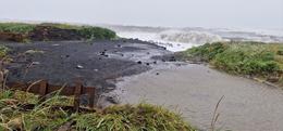 Damage has occurred to the seawall.
