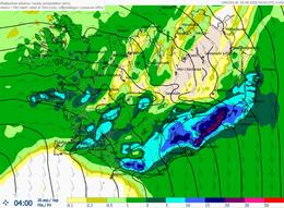 Rainfall forecast by the Icelandic Meteorological Office at 4 a.m. tonight.