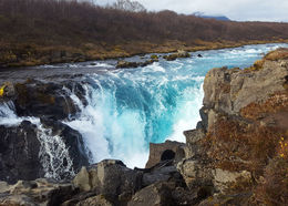 Hlauptungufoss is one of three waterfalls in the Brúará River.
