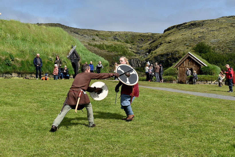 Vikings fighting at the Commonwealth farm; Olly’s village in season …