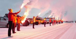 After the memorial service in Flateyri Church, rescue team members lit 20 torches in memory of the 20 people who lost their lives in the avalanche on October 26, 1995.