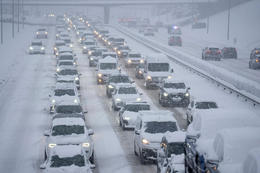 Traffic delays can be expected due to poor road conditions.