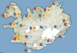 Þurrt og bjart sunnan heiða