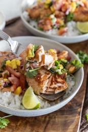 Lax í hunangi og sojasósu með fersku mangósalsa