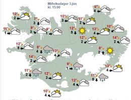 Hægviðri og víða skúrir
