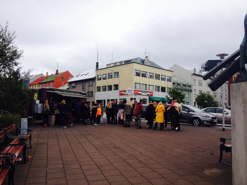 The queue at Don's Donuts on Saturday.