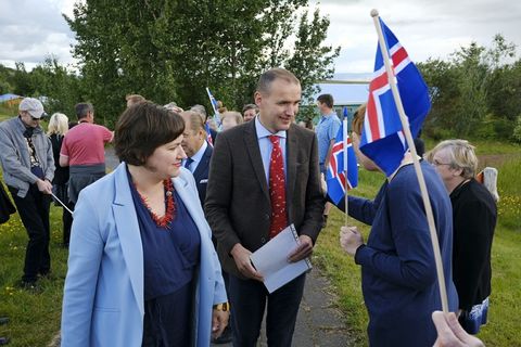 Eliza Reid and Guðni Th. Jóhanesson at Sólheimar today.