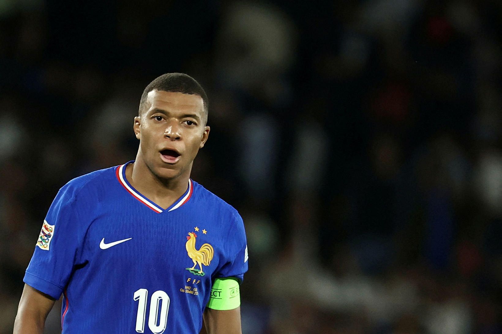 Kylian Mbappé, fyrirliði Frakklands.