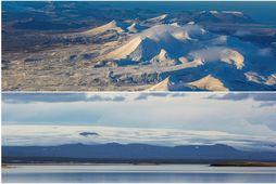 Ljósufjöll á Snæfellsnesi og Hofsjökull.