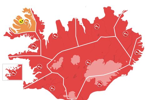 Rauðar viðvaranir hafa verið gefnar út fyrir meirihluta landsins.