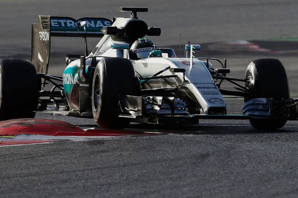 Nico Rosberg ók næstum 800 kílómetra á Mercedesbílnum í Barcelona í dag.