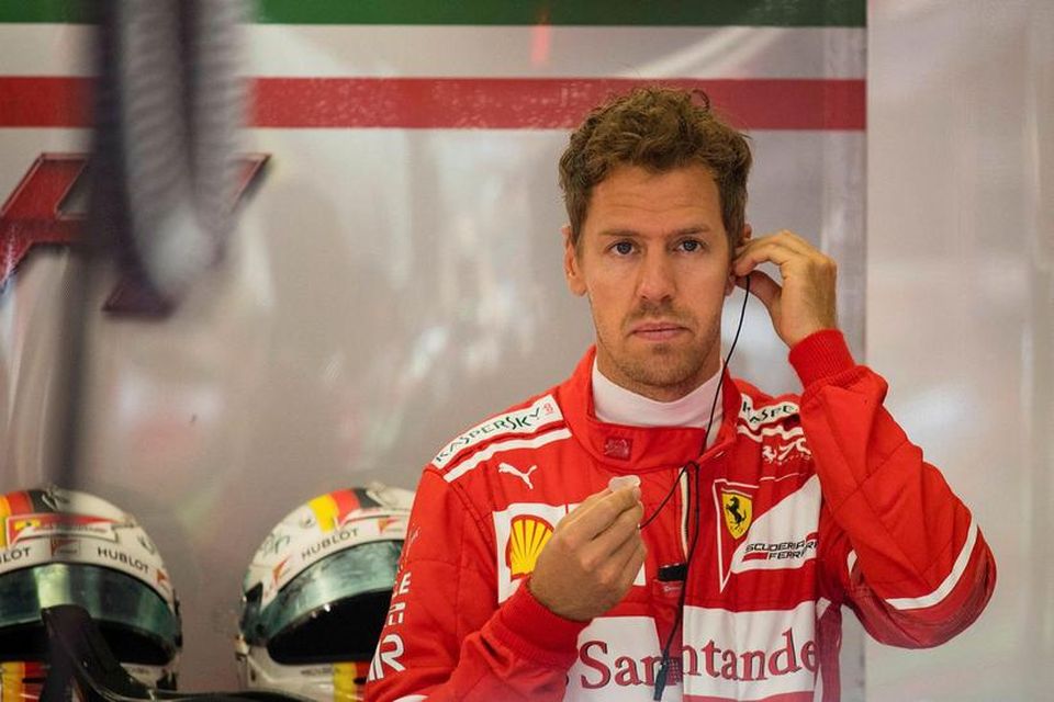 Sebastian Vettel slóst við Mercedesmennina um ráspólinn en varð annar.