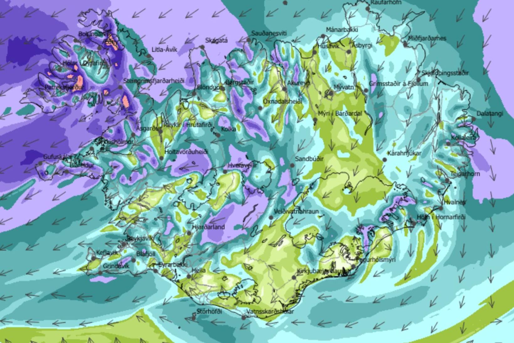 Það verður hvasst m norðan- og austanvert landið í dag.