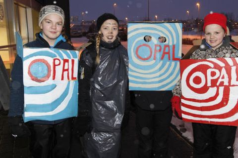 Icelandic children in costume on Ash Wednesday, dressed up as boxes of Opal liquorice.