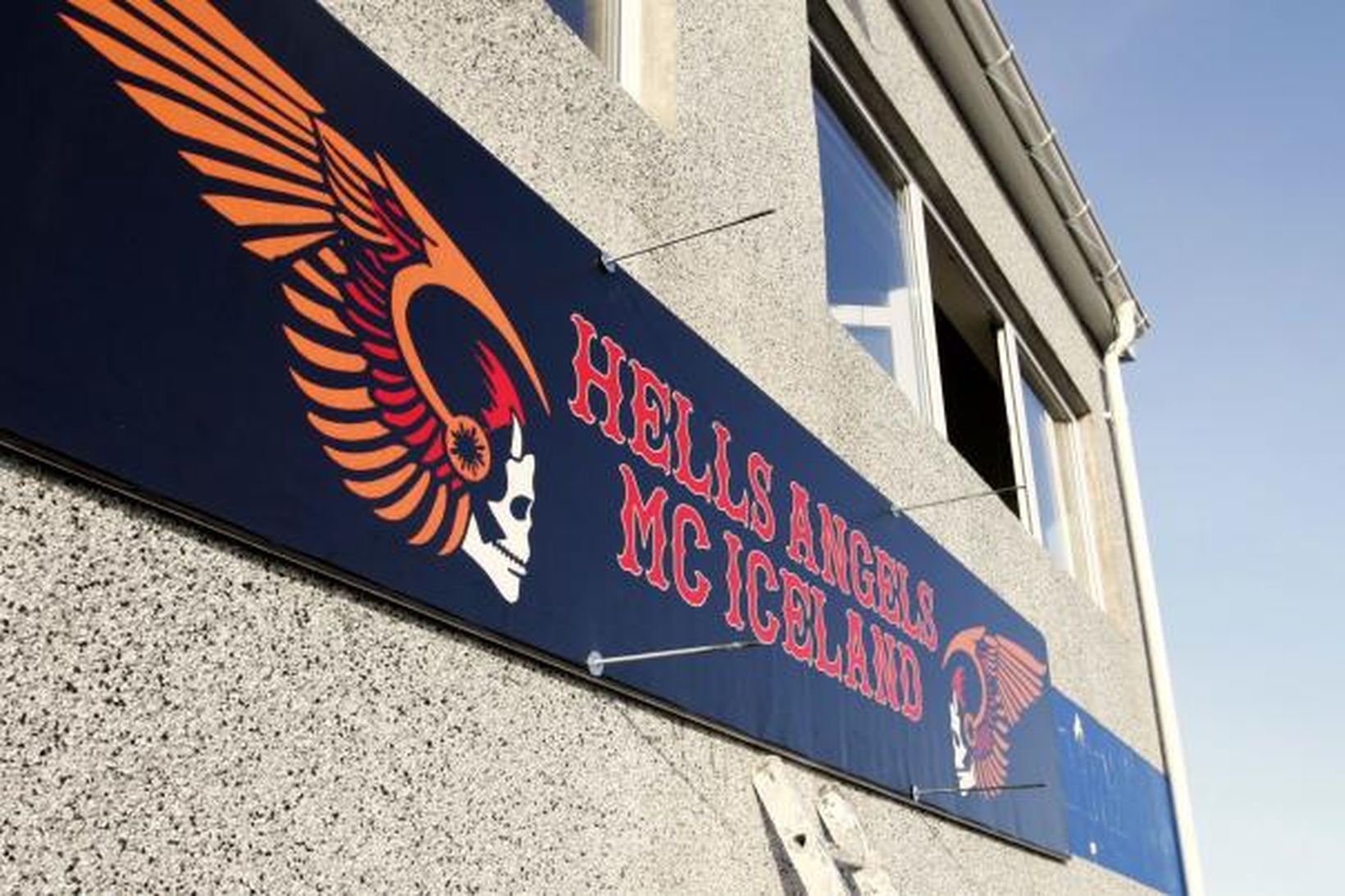 Merki Hells Angels á félagsheimili MC Iceland í Hafnarfirði.