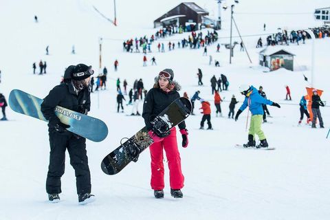 A lot of people headed for the skislopes today with great weather for skiing.