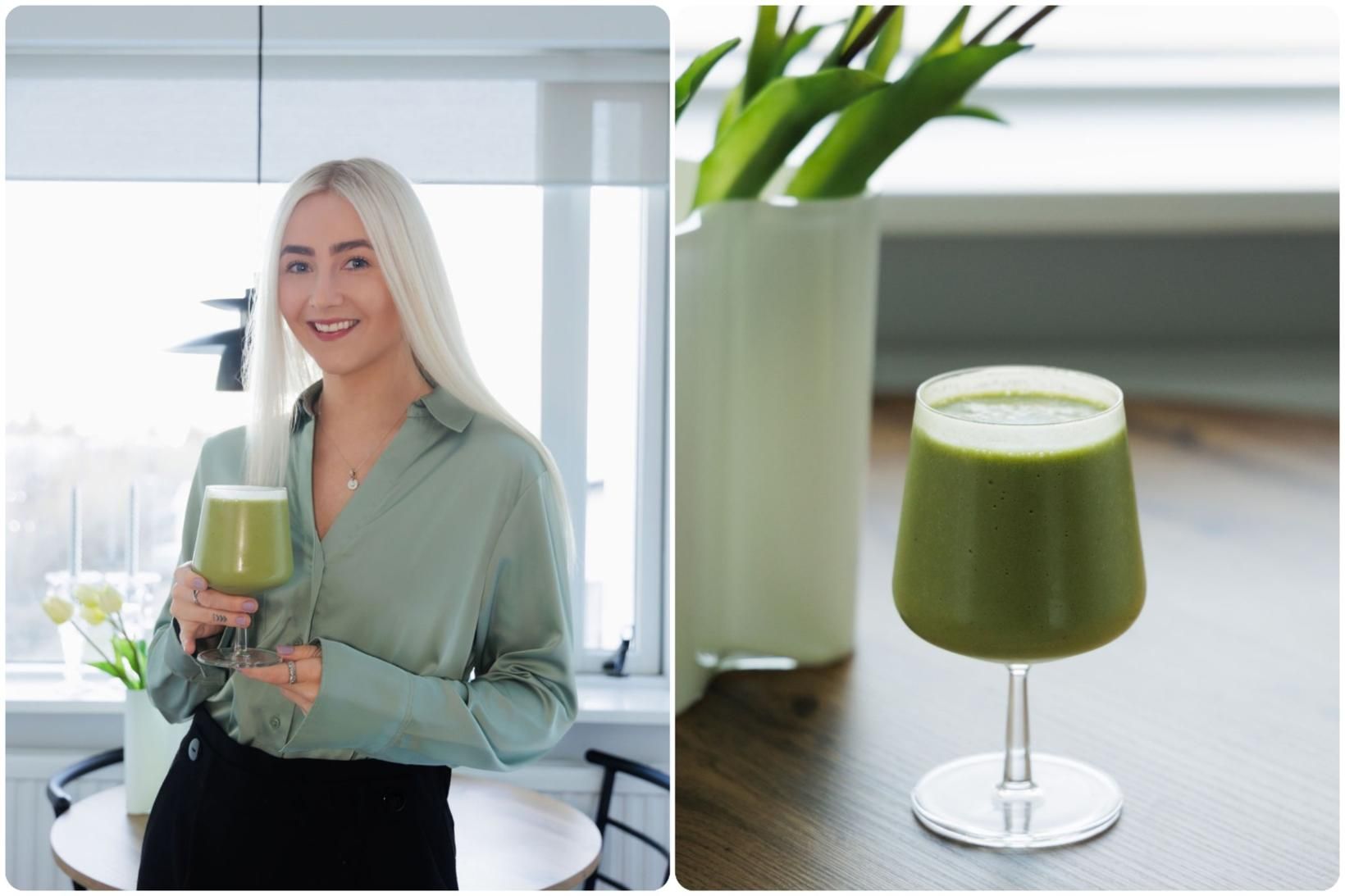 Kristín Amy Dyer heldur mest upp á drykkinn Matcha Piña …