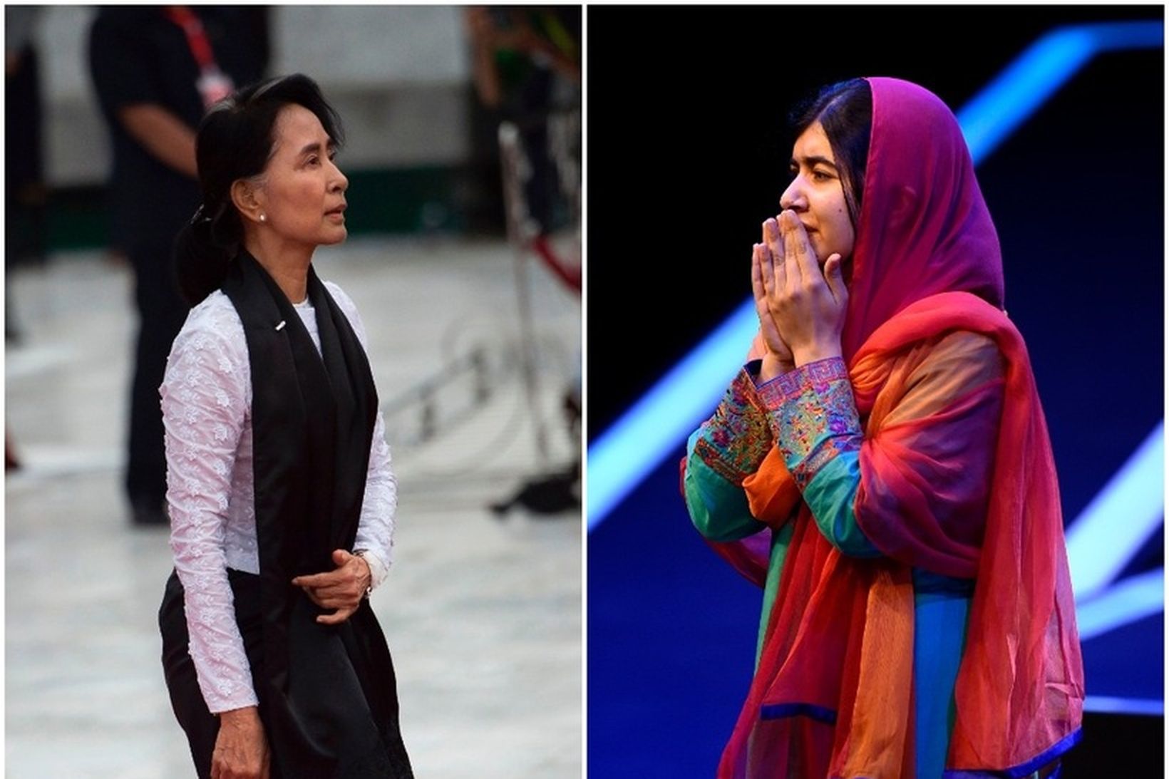 Aung San Suu Kyi (t.h.) og Malala Yousafzai eru báðar …