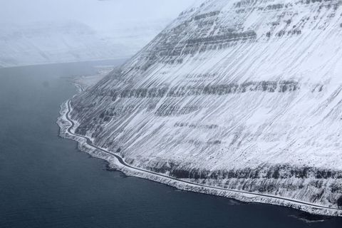 Súðavíkurhlíð, the road between Súðavík and Ísafjörður was closed yesterday due to increased danger of avalanches.