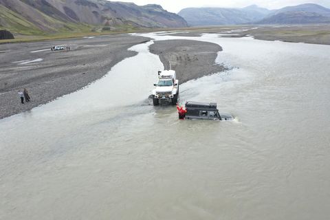 Frá björgunaraðgerðum í Jökulsá í Lóni.
