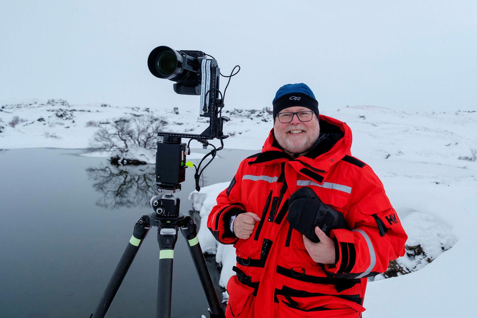 Nathan Myrvohld ferðast nú um Ísland og tekur vetrarmyndir. Hann …