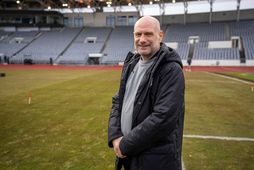 Þorvaldur Örlygsson, formaður KSÍ, við fyrstu skóflustungu að breyttum Laugardalsvelli á síðasta ári.