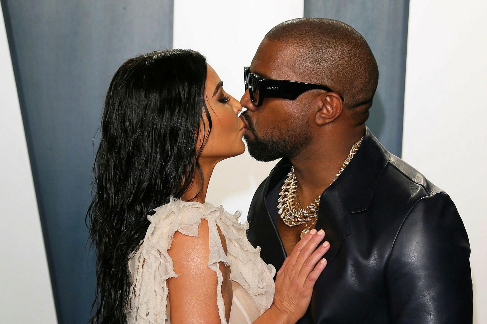 Kim Kardashian og Kanye West í febrúar á þessu ári.