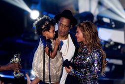 Beyoncé Knowles og Jay Z með dóttur sína Blue Ivy.