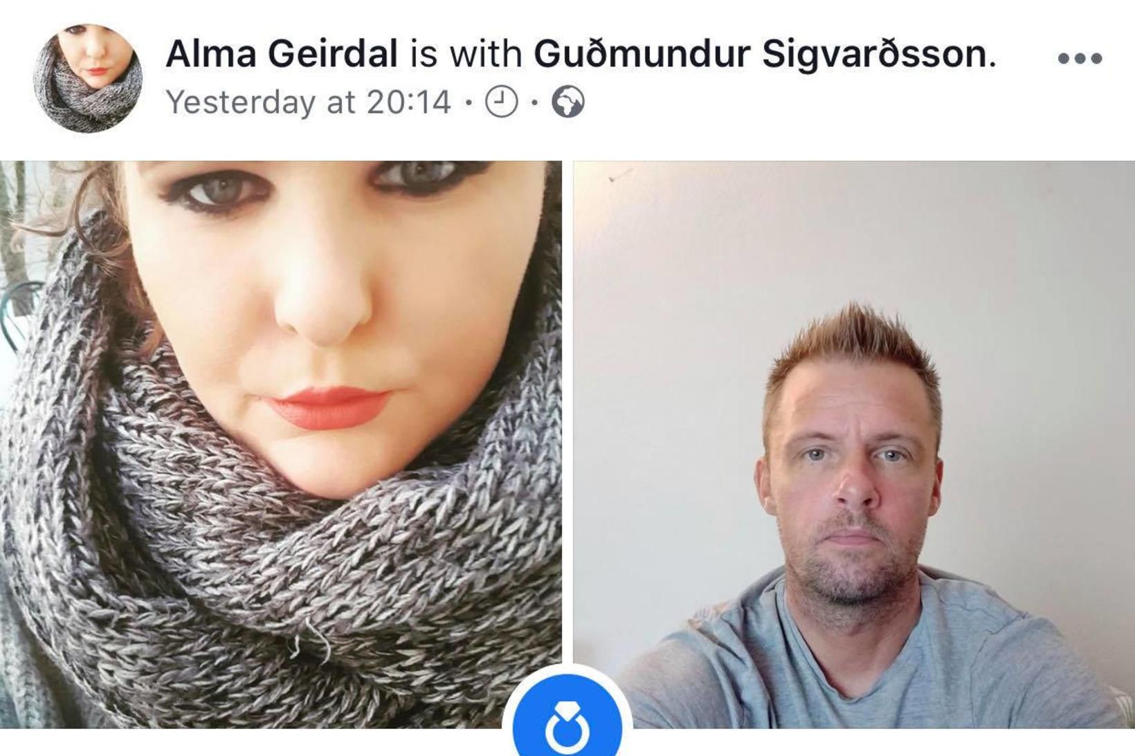 Alma Geirdal og Guðmundur Sigvarðsson trúlofuðu sig í gær.