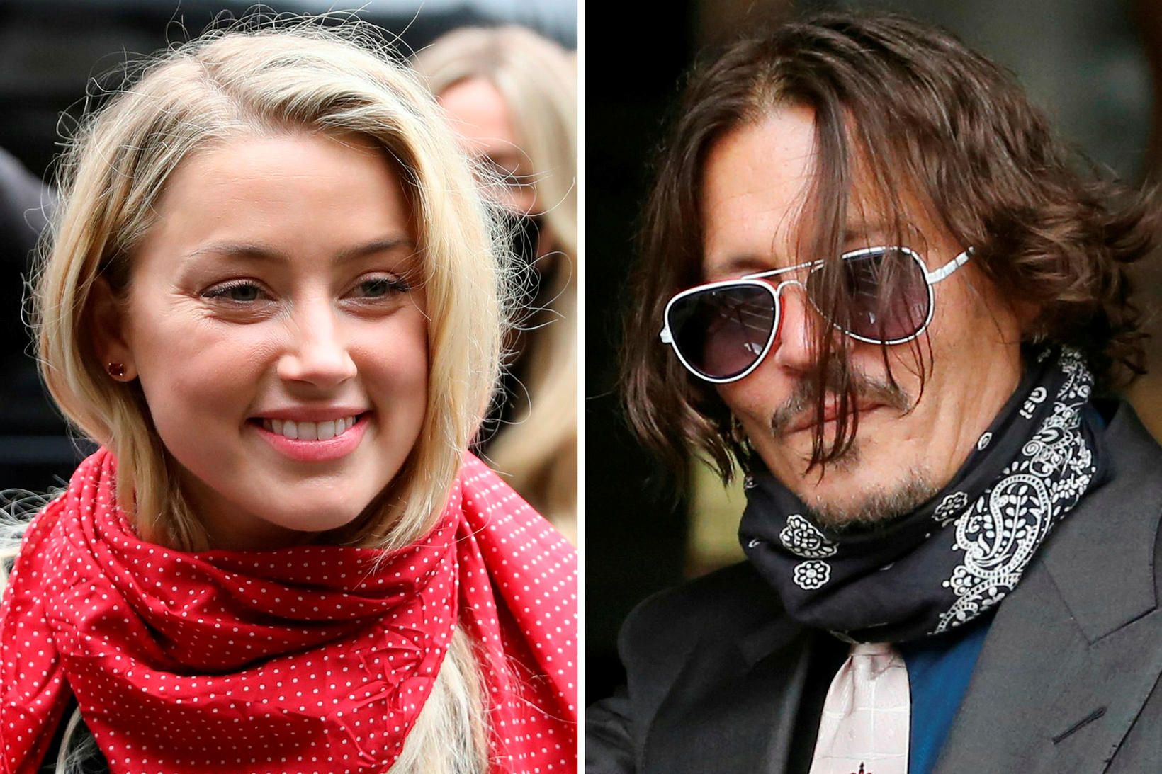 Amber Heard og Johnny Depp við réttarhöldin.