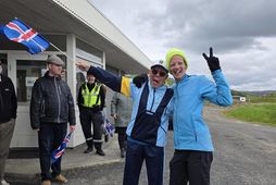 Kristján Atli received a warm welcome at his destination from Reynir Pétur Steinunnarson.