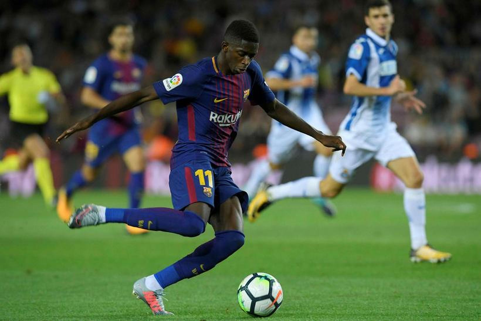 Franski landsliðsmaðurinn Ousmane Dembélé hefur verið hjá Barcelona síðan 2017.