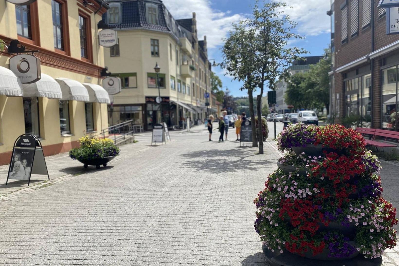 Kona var stungin til bana á fjölfarinni verslunargötu í Hønefoss …
