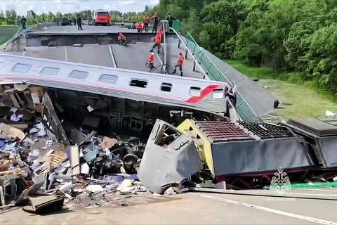 Brúin sem sprengd var í Bryansk héraði.