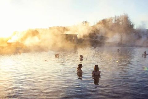 The Secret Lagoon is a popular tourist spot, but not as crowded as the Blue Lagoon.