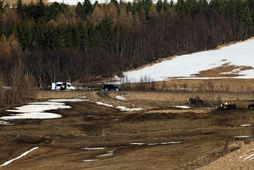 Lögreglan að störfum á vettvangi banaslyssins sem varð þann 24. apríl á síðasta ári.