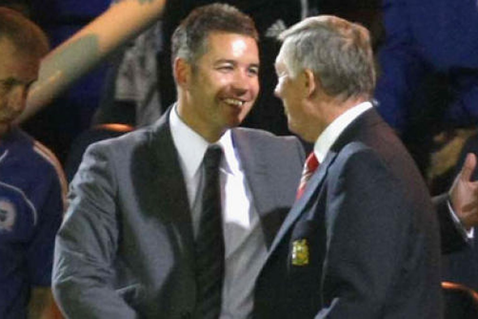 Feðgarnir Sir Alex og Darren Ferguson.